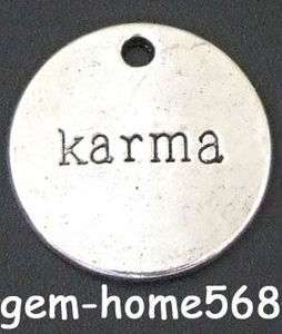 20 Tibetan Silver karma Word Round Charms C043  