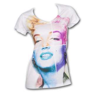 Marilyn Monroe Colored Blocks White Graphic Ladies Tee Shirt  