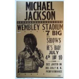   Michael Jackson Concert Wembley Stadium 1988 Poster 