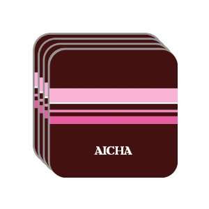 Personal Name Gift   AICHA Set of 4 Mini Mousepad Coasters (pink 