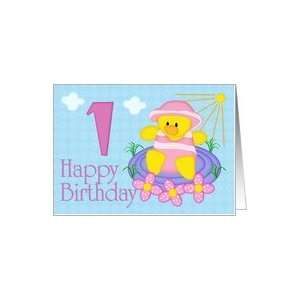  Happy 1st Birthday Duckie Girl Card Toys & Games