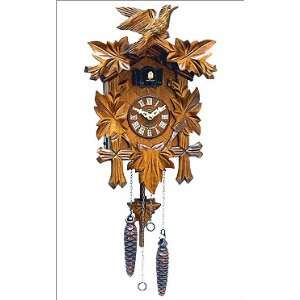 Black Forest   German Cuckoo Clock With Leafs And Bird 