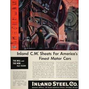  1936 Ad Inland Steel Co. Chicago Car Body Assembly Line 