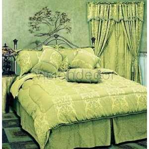  7pc Beige Green Tone on Tone Jacquard King Bed in a Bag 