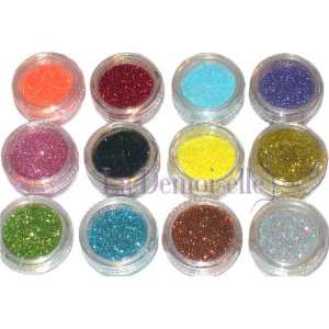   12 Color Glitter Sparkle Powder Nail Art Makeup Body Painting Beauty