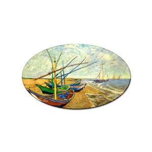   Boats on the Beach at Saintes Maries By Vincent Van Gogh Oval Sticker