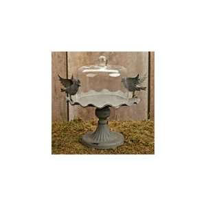  Small Glass Domed Display Stand w/ Bird Design