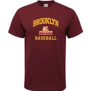  Brooklyn College Bulldogs Maroon Baseball Arch T Shirt 