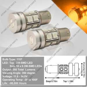   Bulbs (2W Top + 10x0.2W Side)   1157 Type / Amber (Pair) Automotive
