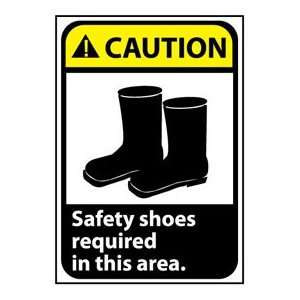 Caution Sign 10x7 Vinyl   Safety Shoes Required  