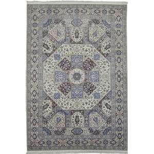  87 x 125 Ivory Persian Hand Knotted Wool Nain Rug 