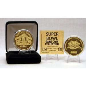  Super Bowl XXXIX Patriots vs. Falcons 24KT Gold Flip Coin 