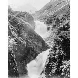  1800s photo Above Gastein . Stream and waterfalls through 