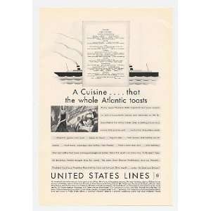   States Lines Cuisine Dinner Menu Print Ad (19554)