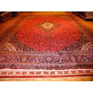  13x19 Hand Knotted Kashan Persian Rug   131x197
