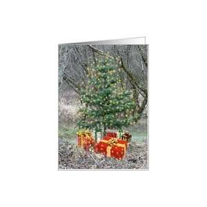  Sparkly Look Christmas Tree with Presents Card Health 