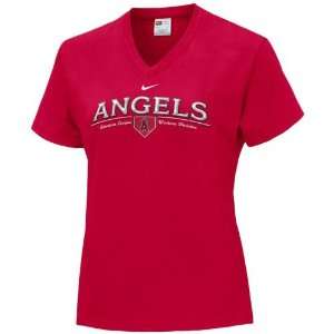  Nike Anaheim Angels Red Ladies Banner T shirt Sports 