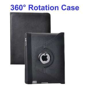   Rotatable Case Leather Cover Stand for iPad 2 (Black) 