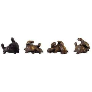  Bronze Turtles Playing (Set4)