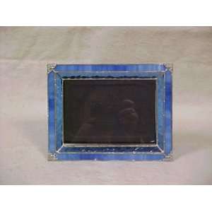  Blue Stained Glass Picture Frame with Silver Detail