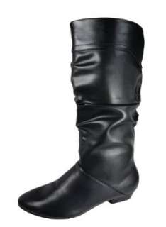  Andres Machado Womens BLACK Soft Wrinkled Boots Big Size 