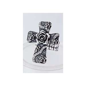  Silver Rose Cross Ring Arts, Crafts & Sewing