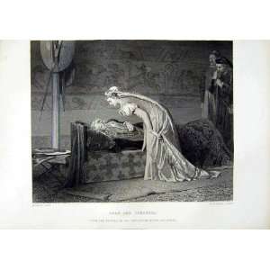   1870 Art Journal Lear Cordelia Lady Sleeping Man Stone