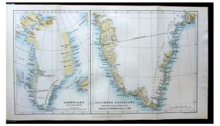 1889 Nansen   FIRST CROSSING OF GREENLAND   Pre Dates Book   COLOR MAP 