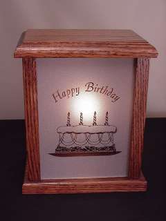 Candles on Birthday Cake Design Etched Glal XLIV Comss Panel in Oak 
