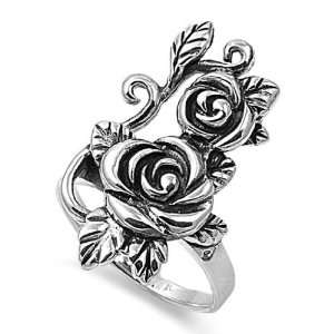  Sterling Silver Roses Ring, Size 9 Jewelry