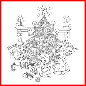 Vintage Embroidery Pattern ~ Cutie Kids Christmas Tree  