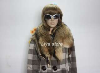   real genuine nature color racoon fur collar scarf wrap shawl  