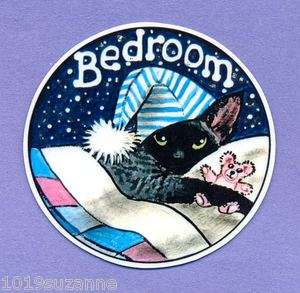   DEVON REX CAT PAINTING BEDROOM LAMINATED SIGN SUZANNE LE GOOD  