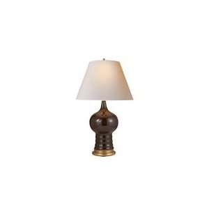 Alexa Hampton Claire Table Lamp in Dark Brown Porcelain with Natural 