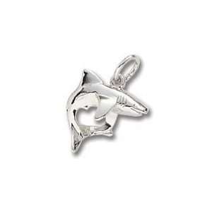  3844 Shark Charm   Sterling Silver Jewelry