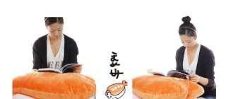 JAPAN SUSHI supersize CUSHION Plush THROW PILLOW Kawaii Orange Shrimp 