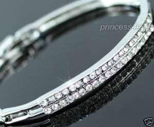 White Gold Plated Bangle w/ Swarovski Crystal SB025  