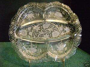 Cambridge Wildflower 5 Part Oval Relish Crystal Clear  