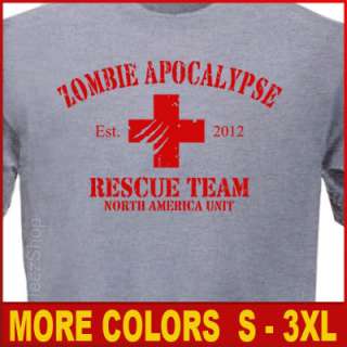 ZOMBIE APOCALYPSE white 2012 Rescue Team T shirt  8 COLORS + FREE 