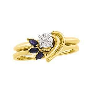  14K Yellow Gold 3X1.5MM Bridal Enhancer Genuine Sapphire 