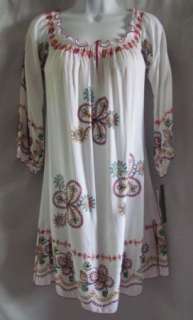 QUOTATION New White Flower Peasant Embroidered Dress S  
