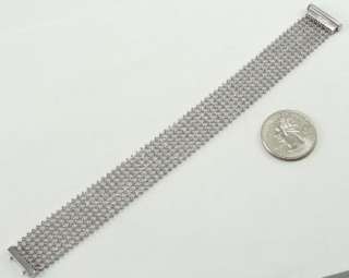 14K White Gold Bracelet Beaded Open Weave Sparkle Cut 7  
