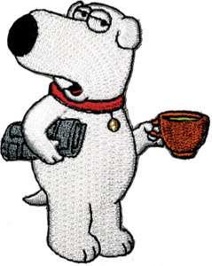 Family Guy Brian Dog W/ Coffee Embroidered Iron On Patch FG03  