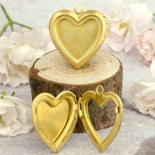 5pcs Raw Brass Heart Charm Pendants Photo Locket MB0477  