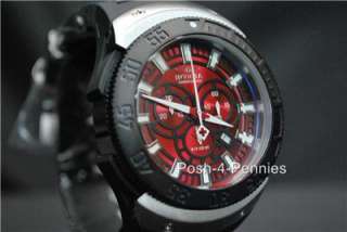   MENS SEA SCAVENGER CHRONOGRAPH RED BLACK SILVER WATCH 0660  