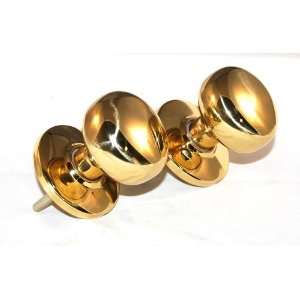  Polished Brass Mortise Lock Replacement Door Knobs Pair 