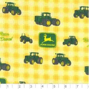  45 Wide John Deere Cotton Print Yellow Fabric By The 