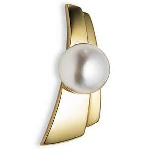  Yellow Gold South Sea Cultured Pearl Brooch/14kt yellow 