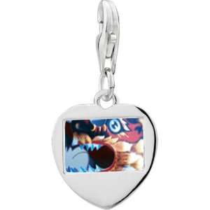   925 Sterling Silver Dragon Chinese New Year Photo Heart Frame Charm