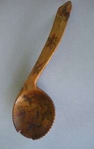 Rosemaling 1880painted Norwegian spoon 10 inches long  